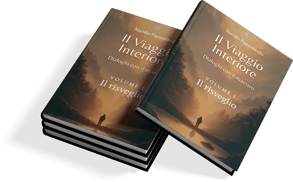 Two copies of Il Viaggio Interiore, volume I, with cover showing a figure on a path.